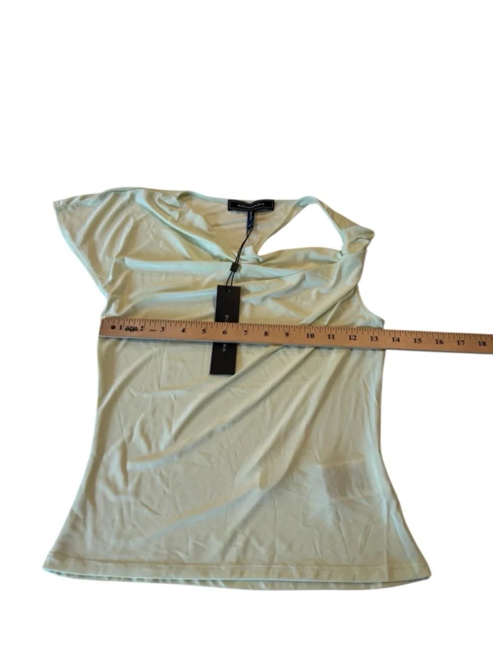 BCBGMAXAZRIA Jade Green Cowl Neck Party Statement Top NEW $98 XXS One Shoulder - Picture 8 of 15